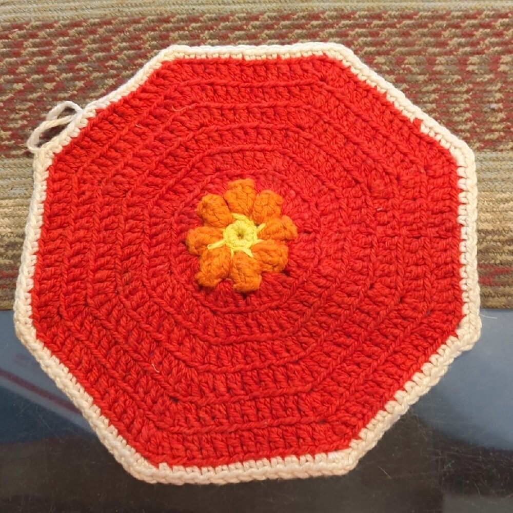 Vintage‎ Crochet Tabletop Colorful Counter Doile Trivet Handmade By Granny